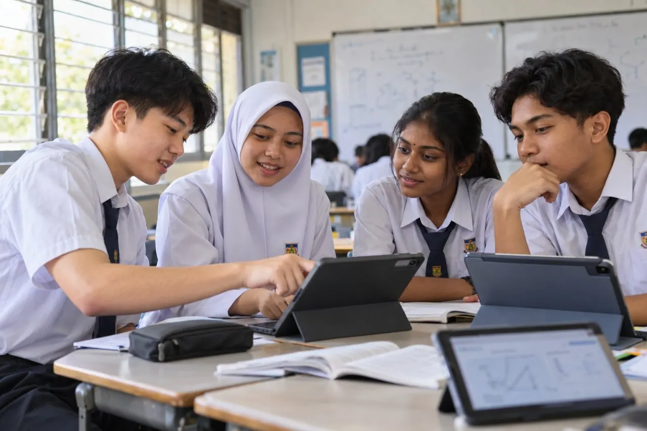Malaysian secondary school students using tablets managed by EduSecure MDM